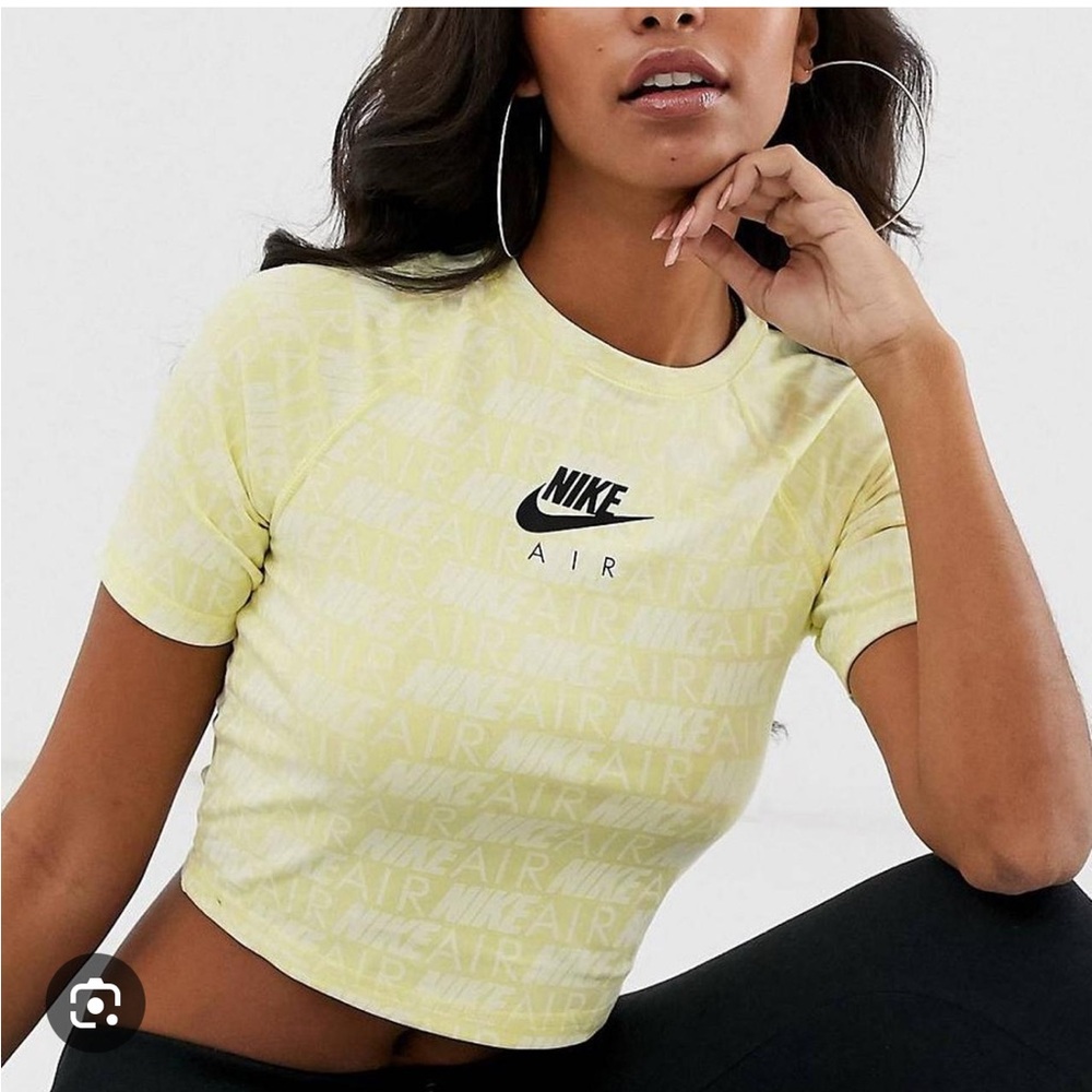 Nike Yellow Tie-Dye Logo Crop Top Size M (Fits like S)